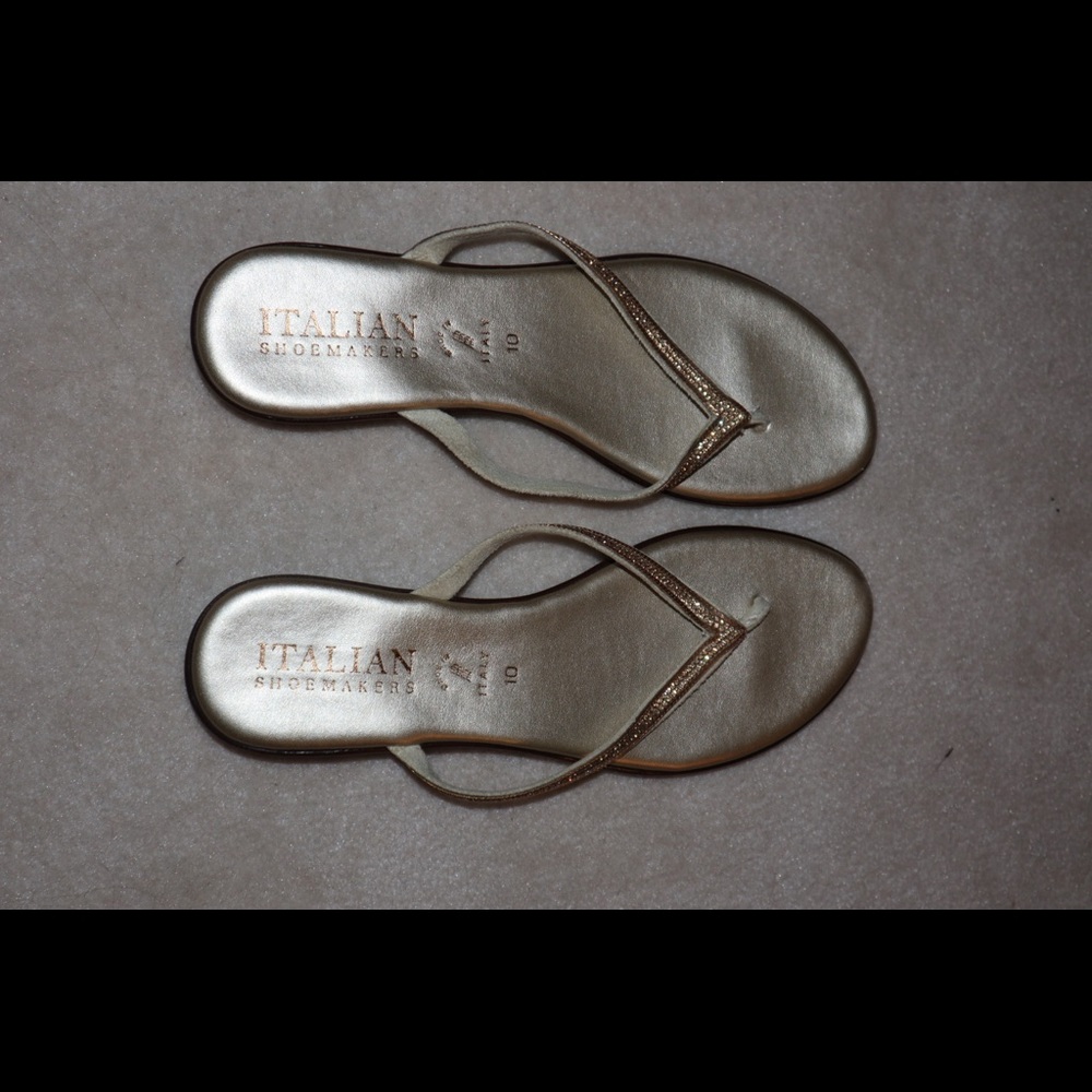 Italian shoemakers gold flip flops